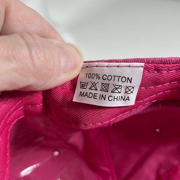 Women’s 100% Cotton Buckle Back Baseball Cap. 
Rose Red. OSFM - Picture 6 of 7